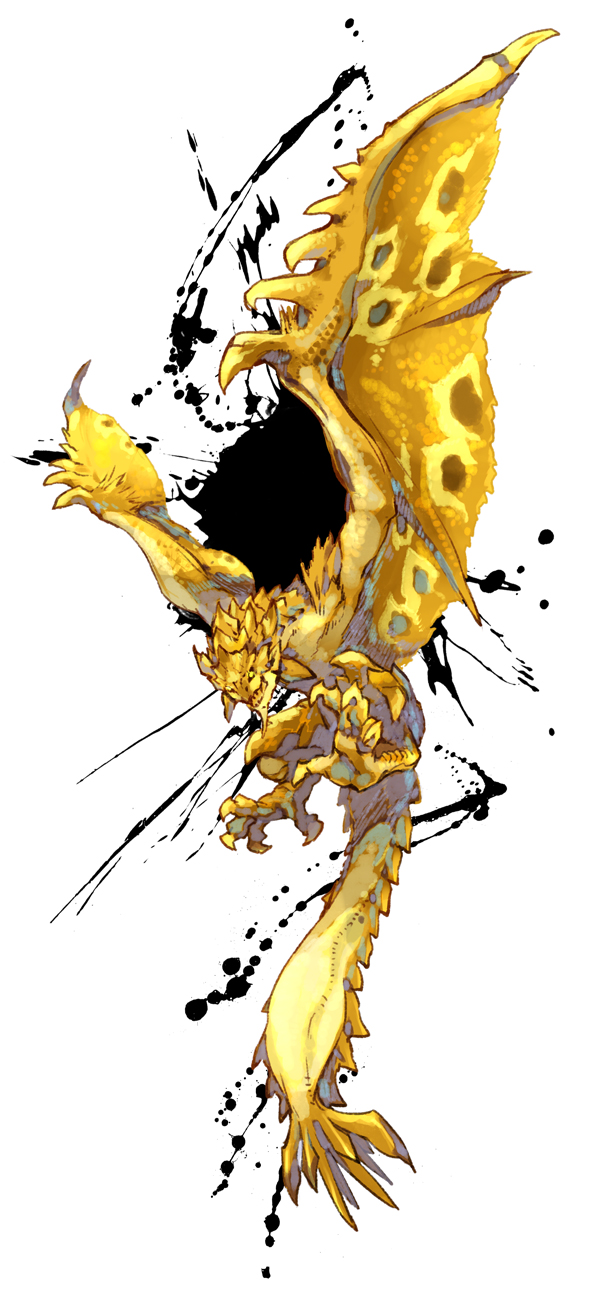 claws gold_rathian highres monster monster_hunter rathian ryuuta_(ipse) scales solo tail wyvern yellow_eyes