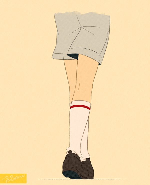 1boy artist_name from_behind head_out_of_frame legs male_focus noeyebrow_(mauve) original shoes shorts socks
