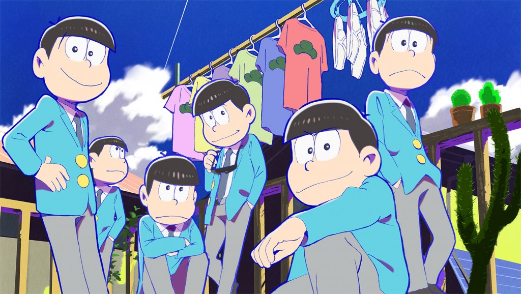 6+boys :&lt; blue_sky briefs brothers brown_hair cactus clothesline clouds formal hand_on_hip jacket looking_at_viewer male_focus matsuno_choromatsu matsuno_ichimatsu matsuno_juushimatsu matsuno_karamatsu matsuno_osomatsu matsuno_todomatsu multiple_boys official_art open_clothes open_jacket osomatsu-kun osomatsu-san sextuplets shirt siblings sitting sky smile suit sunglasses sunglasses_removed t-shirt underwear