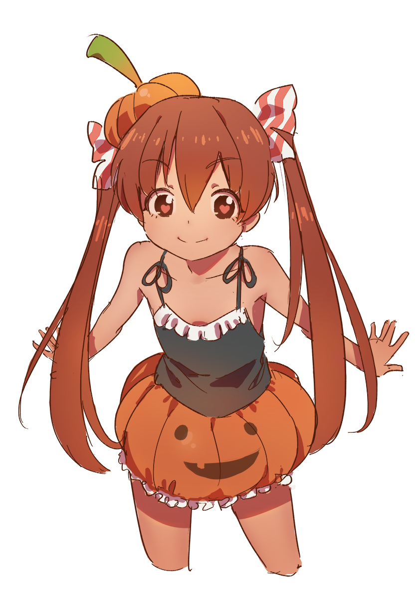 1girl brown_eyes brown_hair camisole halloween_costume highres kantai_collection libeccio_(kantai_collection) long_hair smile solo tim_loechner twintails