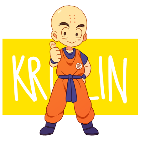 1boy :&gt; artist_request bald character_name dragon_ball facial_mark forehead_mark hand_on_hip kuririn lowres male_focus solo tagme thumbs_up