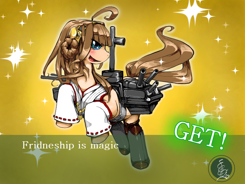 1girl blue_eyes blush cosplay double_bun engrish error foog hakama horse japanese_clothes kantai_collection kongou_(kantai_collection) kongou_(kantai_collection)_(cosplay) long_hair military military_uniform my_little_pony parody pony ranguage uniform