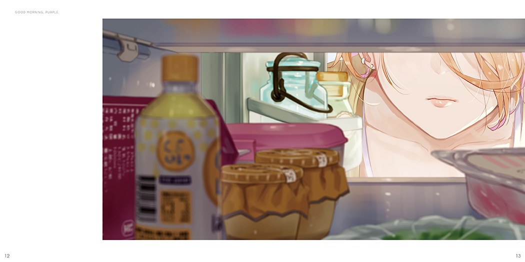 1girl blonde_hair bottle echizen_murasaki ekao pudding refrigerator solo tokyo_7th_sisters
