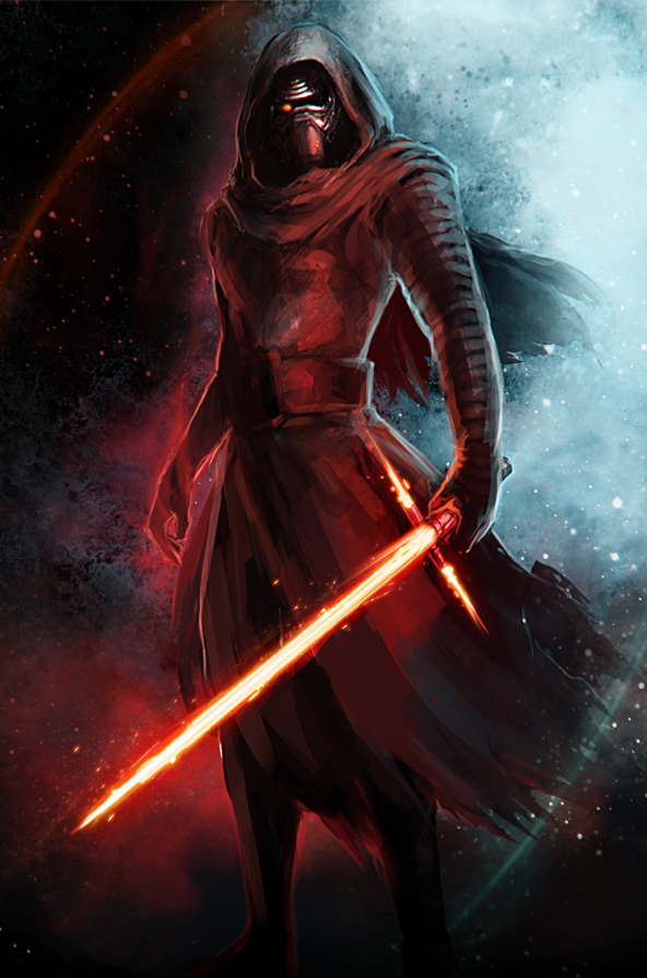 1boy cape energy_sword helmet hood kylo_ren lazur_(piccsh) lightsaber looking_at_viewer mask science_fiction sith solo star_wars star_wars:_the_force_awakens sword weapon