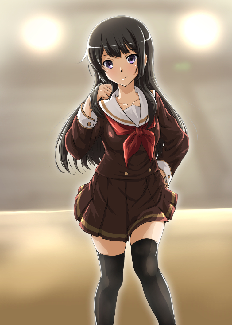 black_hair blush hibike!_euphonium kousaka_reina long_hair purple_eyes seifuku smile