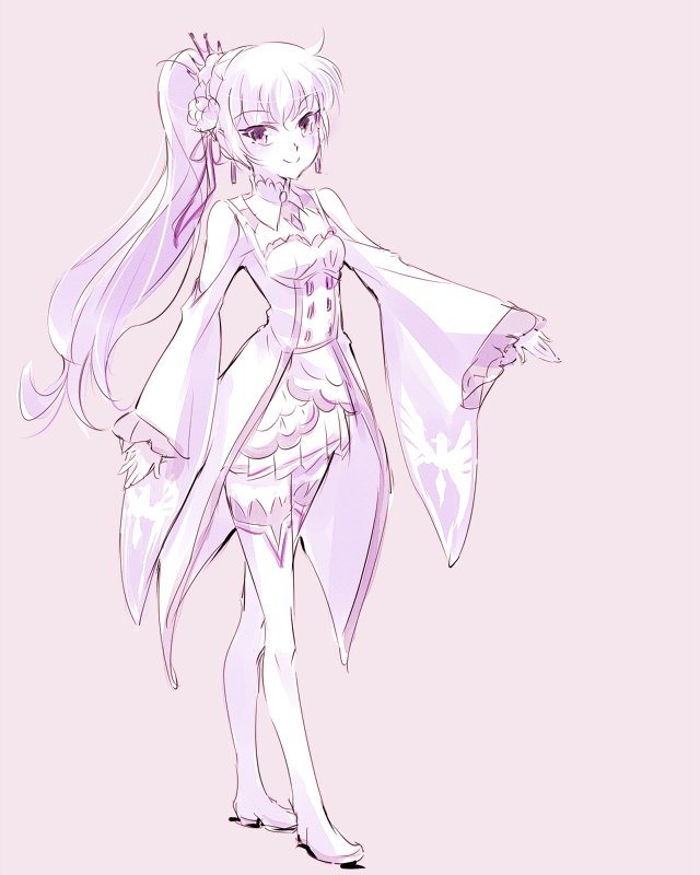 1girl bangs bare_shoulders boots breasts cleavage cosplay crossover detached_collar dress earrings emilia_(re:zero) emilia_(re:zero)_(cosplay) flower hair_flower hair_ornament hair_ribbon high_heel_boots high_heels iesupa jewelry long_hair looking_at_viewer monochrome overskirt pleated_skirt ponytail re:zero_kara_hajimeru_isekai_seikatsu ribbon rwby scar scar_across_eye side_ponytail skirt smile solo thigh-highs thigh_boots tiara weiss_schnee white_hair wide_sleeves