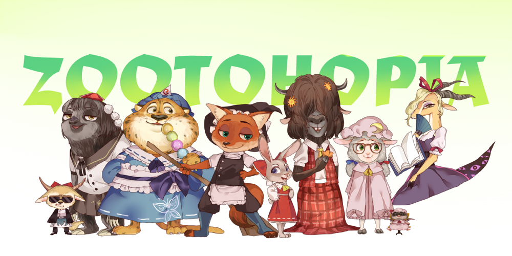 :d apron barefoot benjamin_clawhauser bespectacled black_hat black_shorts black_skirt blue_eyes blue_hat blue_ribbons book butterfly_print chair cosplay covered_mouth covering_mouth crescent crossdressinging dango dawn_bellwether dress dress_shirt eating eyes fan finnick_(zootopia) flash_(zootopia) folding_fan food fox furry gap gazelle_(zootopia) glasses hair_over_eyes hair_ribbon hakurei_reimu hakurei_reimu_(cosplay) hand_on_hip hat hillly_(maiwetea) holding holding_broom holding_fan holding_food ibuki_suika ibuki_suika_(cosplay) jacket japanese_clothes judy_hopps kazami_yuuka kazami_yuuka_(cosplay) kirisame_marisa kirisame_marisa_(cosplay) long_sleeves looking_at_viewer looking_to_the_side mr._big_(zootopia) nick_wilde no_humans obi open_book open_mouth pants patchouli_knowledge patchouli_knowledge_(cosplay) plaid plaid_skirt pleated_skirt pom_pom_(clothes) rabbit red_hat red_skirt remilia_scarlet remilia_scarlet_(cosplay) ribbon ribbon_trim saigyouji_yuyuko saigyouji_yuyuko_(cosplay) sash shameimaru_aya shameimaru_aya_(cosplay) shirt shoes short_sleeves shorts sitting sitting_on_chair skirt skirt_set smile standing sunglasses tokin_hat touhou turtleneck vest wagashi waist_apron white_apron white_shirt wide_sleeves witch_hat yakumo_yukari yakumo_yukari_(cosplay) yax zootopia