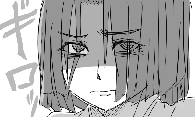 1girl comic eyes_visible_through_hair face greyscale kantai_collection mole mole_under_eye monochrome revision scowl shaded_face short_hair tatsuta_(kantai_collection) tonda translated