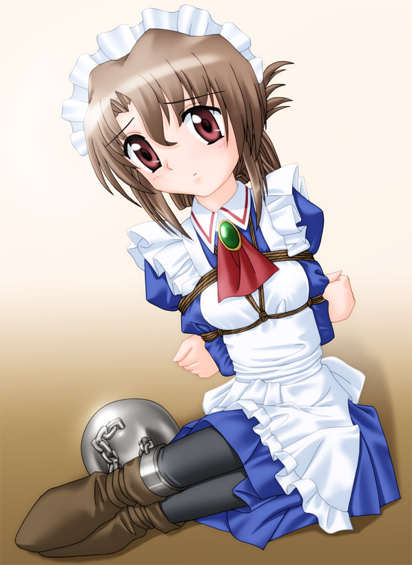 bondage brown_eyes brown_hair hayate_no_gotoku! kannazuki_okuto maid maria