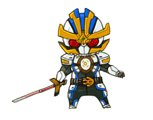 chibi kamen_rider kamen_rider_ixa kamen_rider_kiva_(series) kaos lowres sword weapon