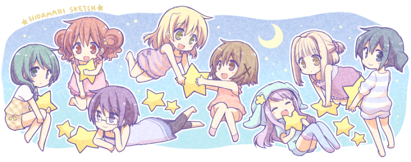 6+girls hidamari_sketch hiro miyako multiple_girls natsume_(hidamari_sketch) nazuna quro_(black_river) sae yuno