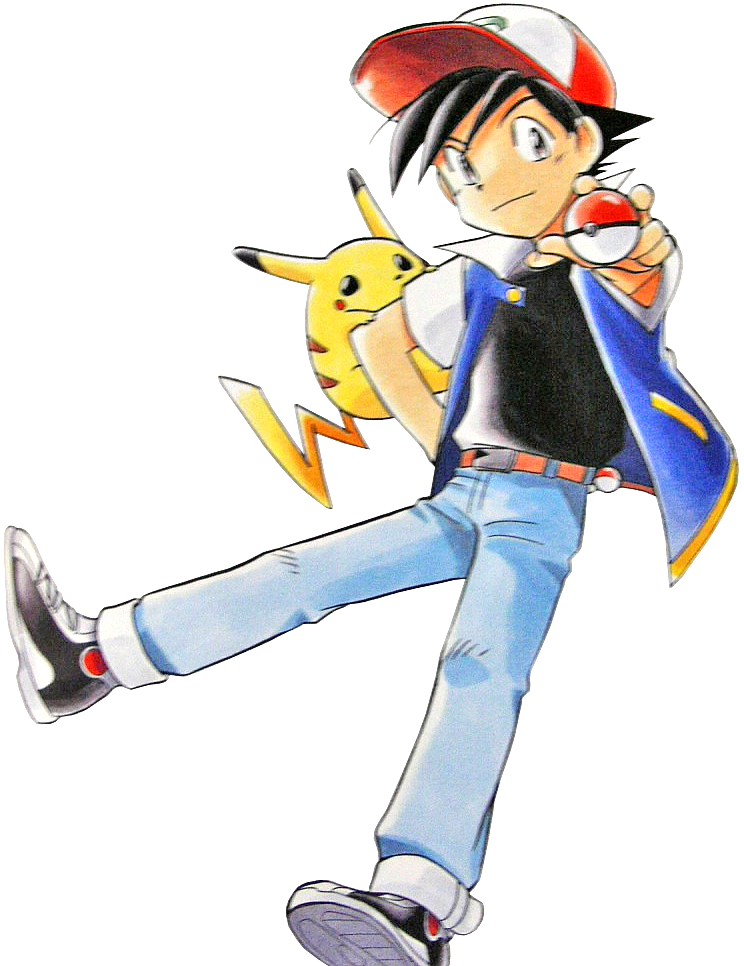 1boy baseball_cap belt black_hair hat mato_(illustrator) official_art pikachu poke_ball pokemon pokemon_(anime) satoshi_(pokemon)_(classic)