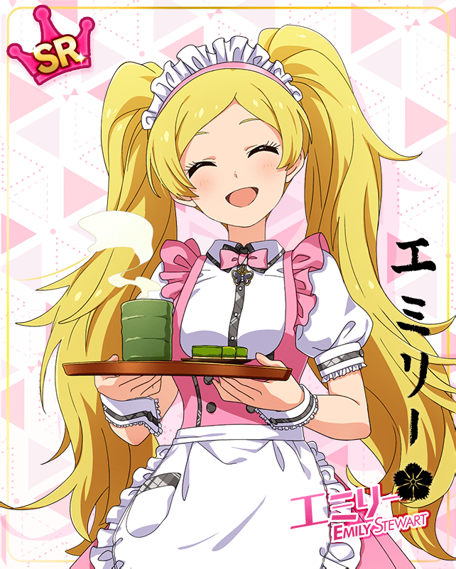 blonde_hair blush character_name closed_eyes dress emily_stuart idolmaster_million_live!_theater_days long_hair smile twintails