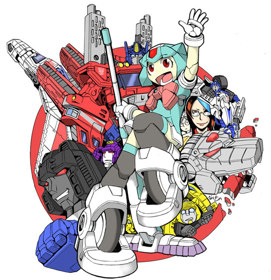 3girls 6+boys airplane android astrotrain autobot beast_wars biting bumblebee character_request cheetah cheetor clenched_teeth decepticon dinosaur fangs glowing glowing_eyes grimlock grin happy head hitotonari_atari humanoid_robot jet jetfire kamizono_(spookyhouse) kiss_players machine machinery maximal mecha mirage_(transformers) mop multiple_boys multiple_girls open_mouth optimus_prime original personification red_eyes robot science_fiction smile space_craft starscream teeth transformers tyrannosaurus_rex wings