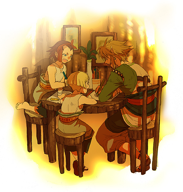 blue_eyes brown_hair colin earrings jewelry link nintendo pencil pointy_ears talo the_legend_of_zelda tubumi twilight_princess wooden_pencil