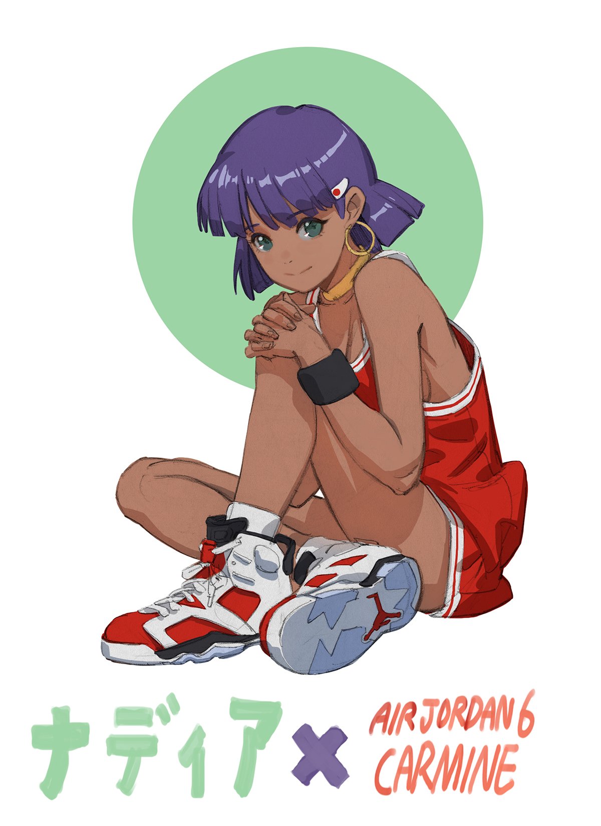 1girl basketball_uniform fushigi_no_umi_no_nadia highres nadia shoes short_hair sneakers solo sportswear sunkist