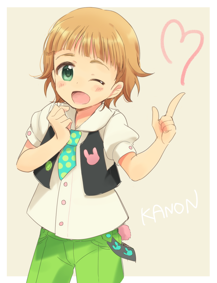 1boy bangs blonde_hair blunt_bangs character_name from_above green_eyes himeno_kanon idolmaster idolmaster_side-m simple_background solo