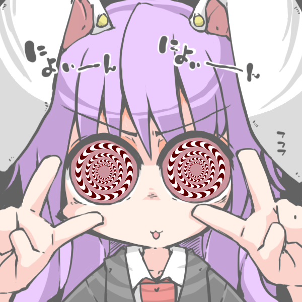 1girl animal_ears commentary_request double_v eyes kureha_mitsushige optical_illusion purple_hair rabbit_ears reisen_udongein_inaba solo touhou v