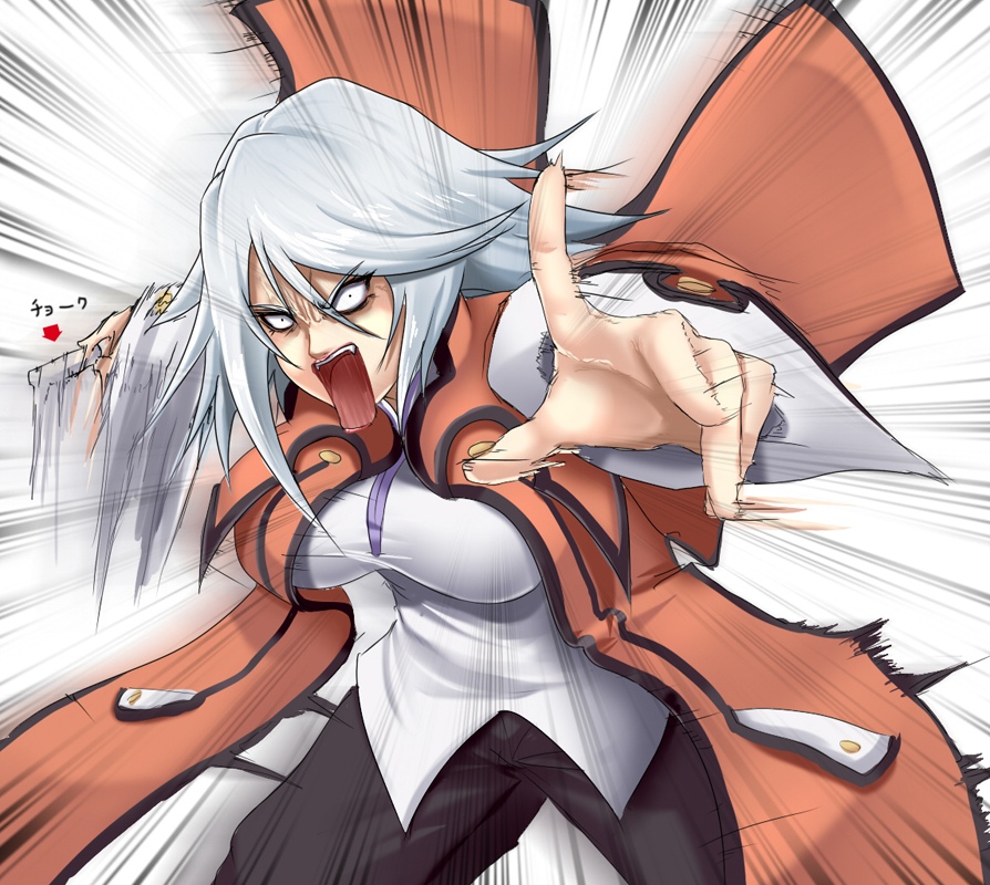 angry breasts homura large_breasts raine_sage solo tales_of_(series) tales_of_symphonia white_hair