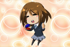 animated animated_gif blush brown_hair castanets chibi gif hirasawa_yui instrument k-on! lowres pantyhose school_uniform solo ume ume_(be_my_toy) un_tan