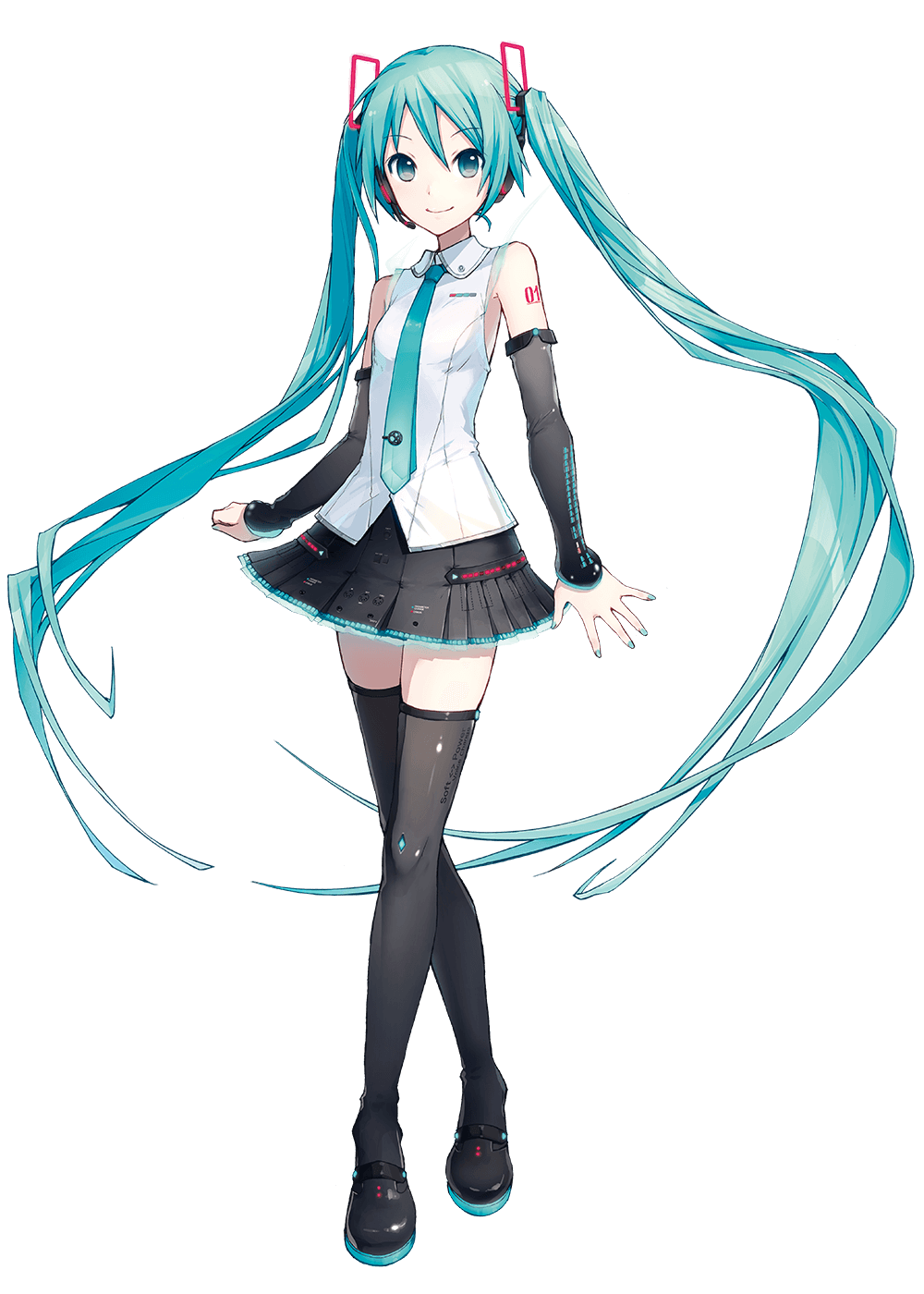 1girl aqua_eyes aqua_hair bad_id bad_link bare_shoulders black_thighhighs boots detached_sleeves hatsune_miku headset highres ixima long_hair nail_polish necktie official_art skirt smile solo thigh-highs thigh_boots twintails v4x very_long_hair vocaloid zettai_ryouiki