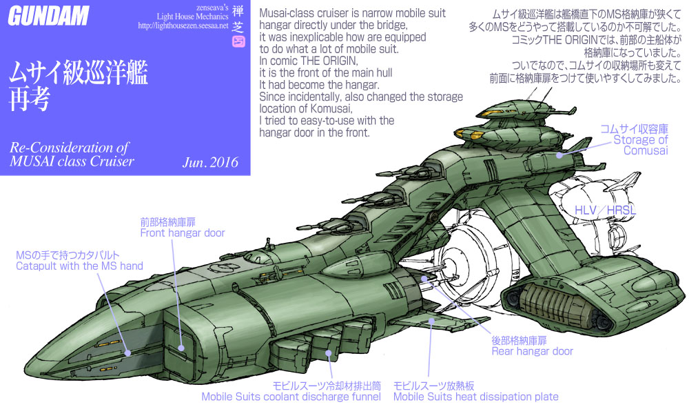 2016 copyright_name dated machinery mobile_suit_gundam_the_origin musai no_humans number ship simple_background sketch space_craft text translation_request watercraft white_background zenseava