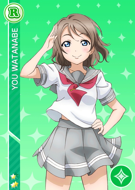 blue_eyes blush character_name grey_hair love_live!_school_idol_festival love_live!_sunshine!! seifuku short_hair smile watanabe_you