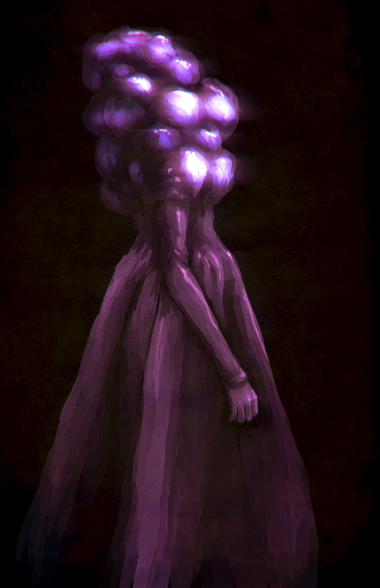 1girl dress gown guru highres no_humans original purple solo standing
