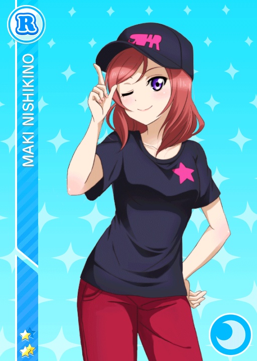 blush cap character_name love_live!_school_idol_festival love_live!_school_idol_project nishikino_maki purple_eyes redhead shirt short_hair wink