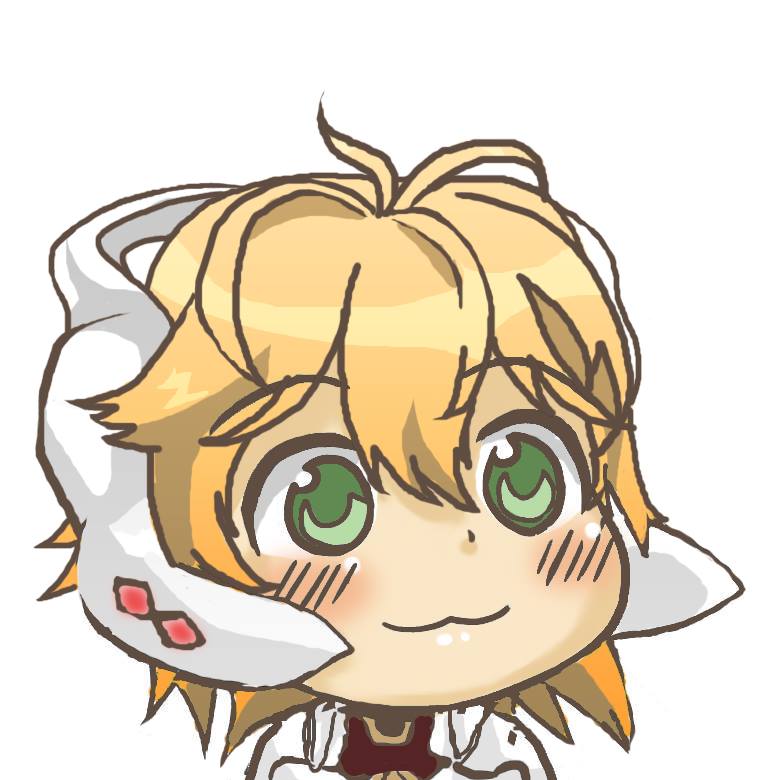 1girl :3 blonde_hair blush chibi fiorun green_eyes gyate_gyate xenoblade