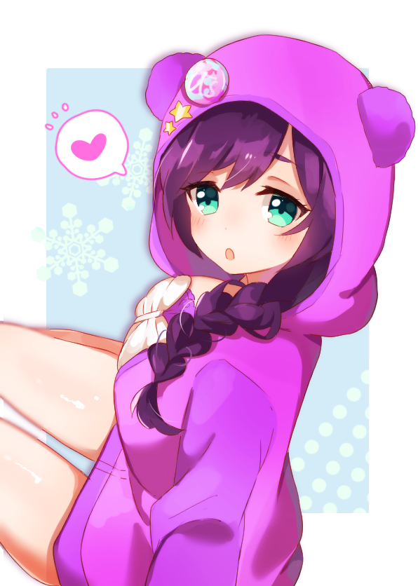 blush braids green_eyes hoodie jacket long_hair love_live!_school_idol_project toujou_nozomi violet_hair