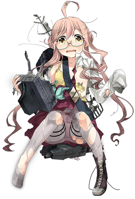 1girl bra brown_hair collarbone glasses grey_legwear kantai_collection long_hair looking_at_viewer makigumo_(kantai_collection) official_art panties panties_under_pantyhose pantyhose pink_panties shirt simple_background solo torn_clothes torn_pantyhose torn_shirt transparent_background underwear white_shirt yellow_bra yellow_eyes
