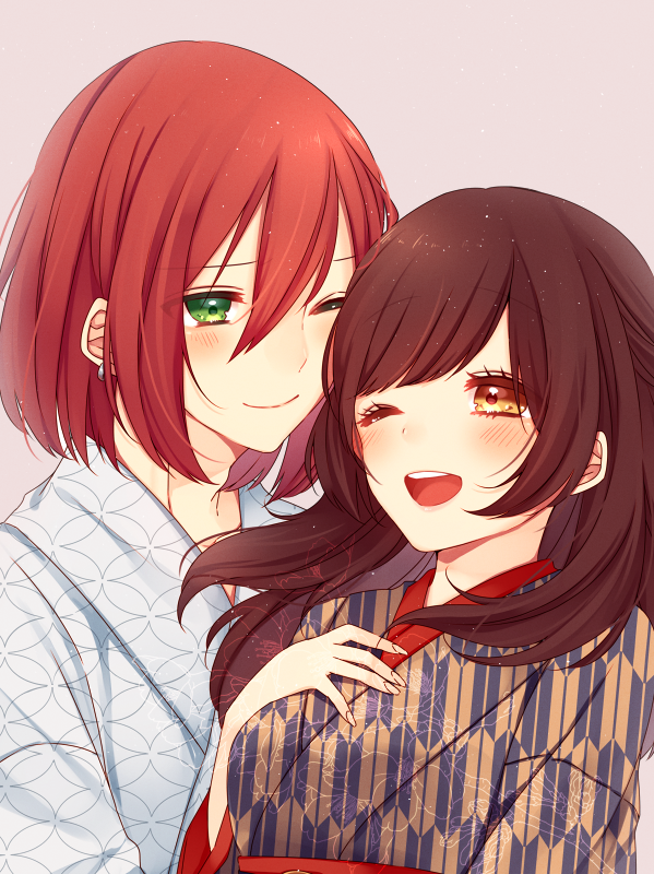 ayazuki_mei brown_eyes brown_hair green_eyes izumi_kyouka_(meiji_tokyo_renka) meiji_tokyo_renka moyui_(myi_005) red_hair