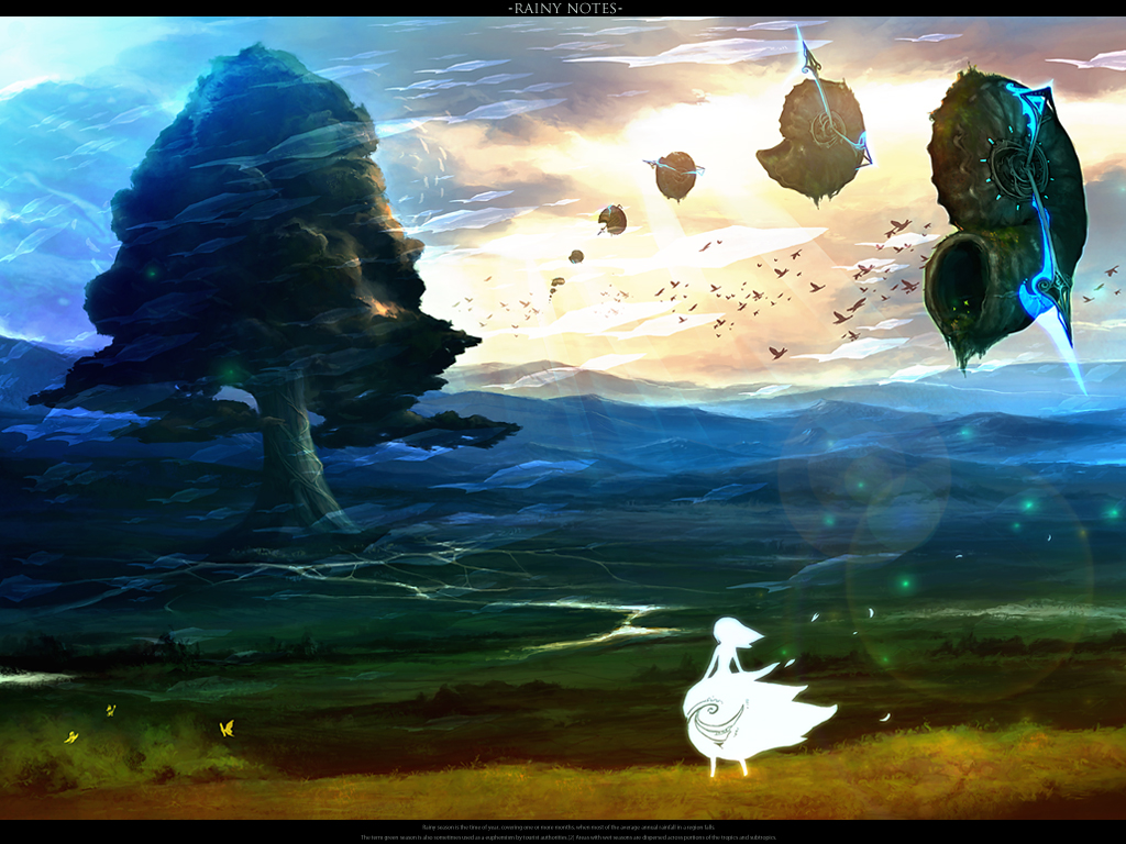 airship bad_id bird butterfly chitose_rin cloud clouds flying landscape letterboxed nature original rel river scenery shell sky solo tree wallpaper