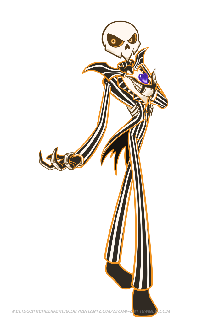 1boy atomi-cat bow bowtie coattails commentary formal heart jack_skellington male_focus mystery_skulls orange_eyes parody pinstripe_suit simple_background skeleton solo standing striped style_parody suit the_nightmare_before_christmas watermark web_address white_background