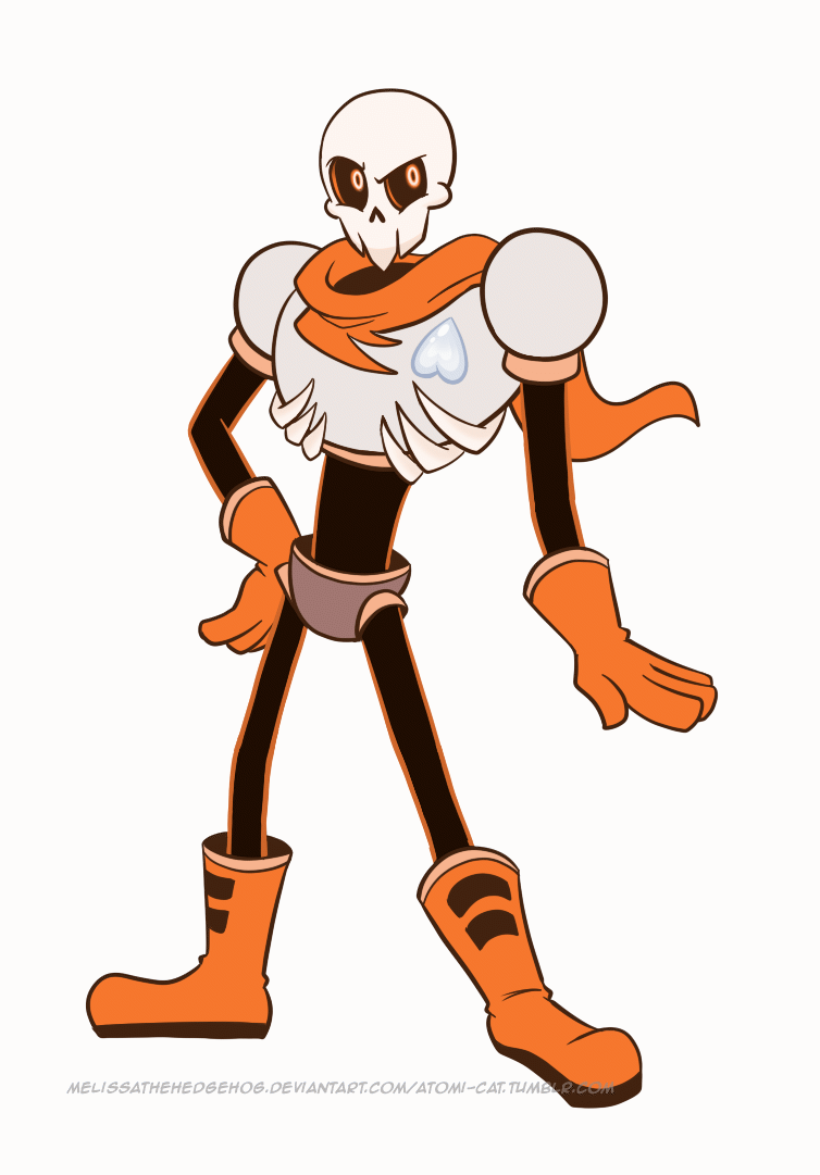 1boy animated animated_gif armor atomi-cat boots bouncing gloves hand_on_hip heart male_focus mystery_skulls papyrus_(undertale) parody red_eyes scarf skeleton solo standing style_parody transparent_background undertale uneven_eyes watermark web_address