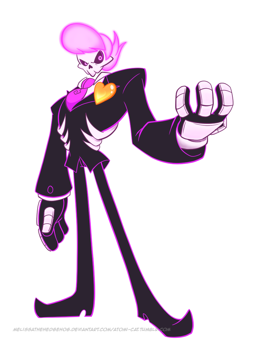 1boy atomi-cat commentary formal heart lewis_(mystery_skulls) male_focus mystery_skulls necktie pink_eyes pink_hair simple_background skeleton solo standing suit watermark web_address white_background