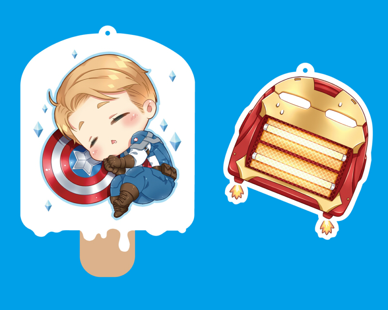 1boy blonde_hair captain_america captain_america_(series) chibi drooling ee0418 food ice_crystal iron_man iron_man_(series) marvel popsicle shield sleeping steve_rogers toaster