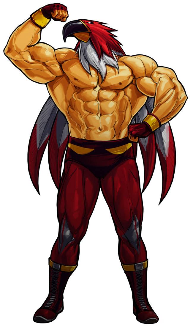 1boy abs ankle_boots arm_up bare_chest biceps boots fatal_fury flexing full_body griffon_mask hiroaki_(kof) male_focus mark_of_the_wolves mask muscle official_art pose red_boots shirtless shoelaces simple_background snk solo spandex the_king_of_fighters the_king_of_fighters_2003 the_king_of_fighters_xi white_background wrestler wrestling_mask wrestling_outfit