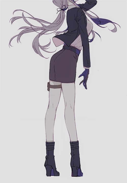 1girl braid dangan_ronpa dangan_ronpa_1 dangan_ronpa_3 gloves hair_ribbon kirigiri_kyouko long_hair nineo ponytail purple_hair ribbon skirt solo