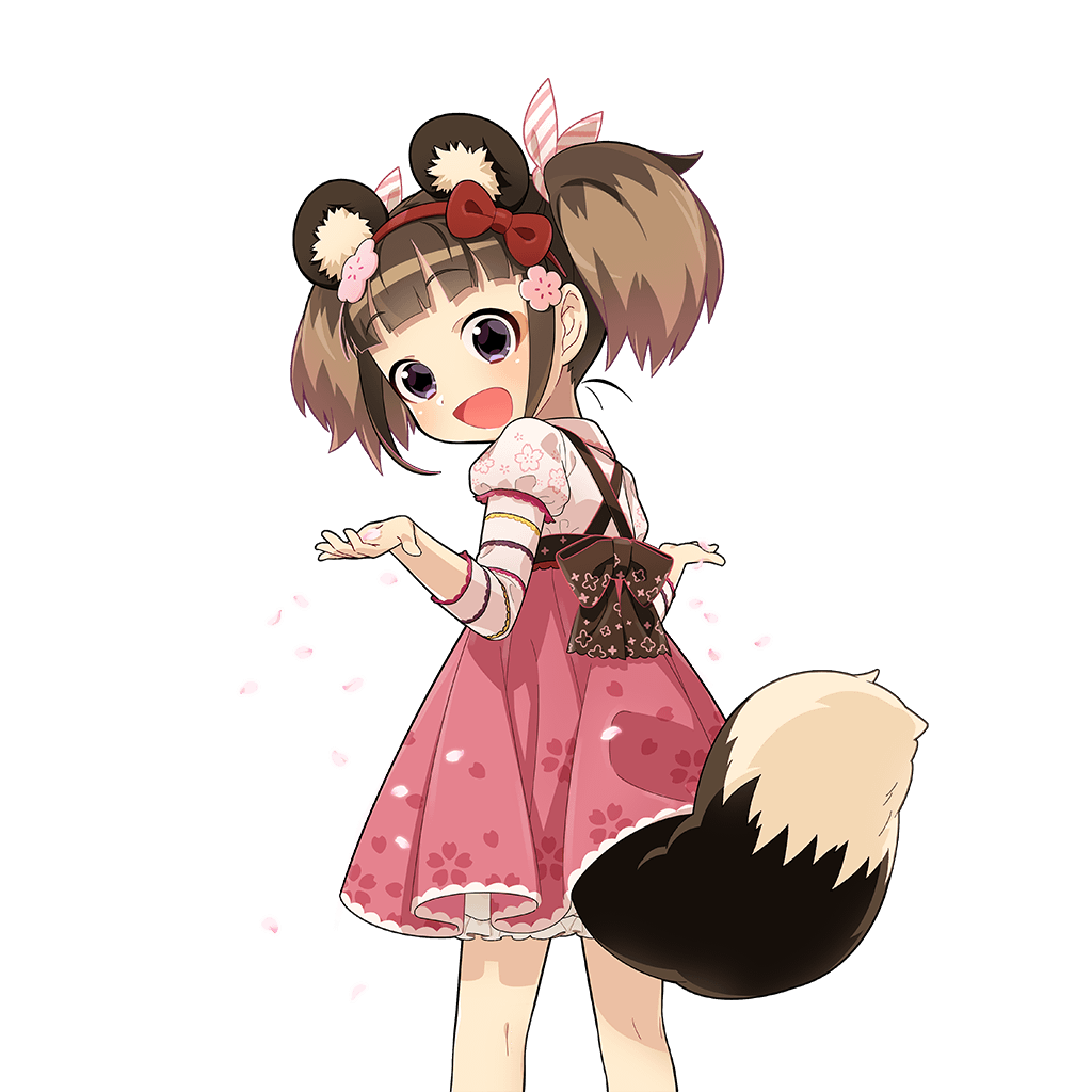 1girl animal_ears artist_request black_eyes bloomers brown_hair character_request cherry_blossoms child copyright_request dress fake_animal_ears floral_print hair_ornament long_sleeves looking_back open_mouth solo twintails uchi_no_hime-sama_ga_ichiban_kawaii underwear