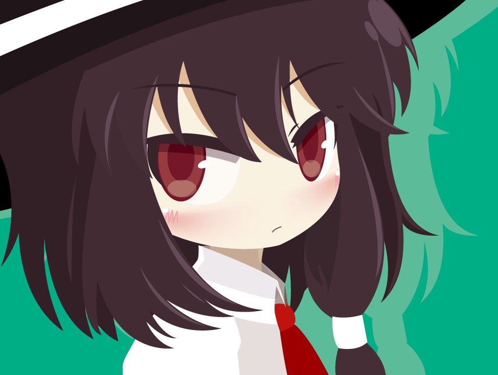 1girl brown_eyes brown_hair chibi hat hat_ribbon necktie ribbon short_hair solo touhou usami_renko yosu_(surume-ika)