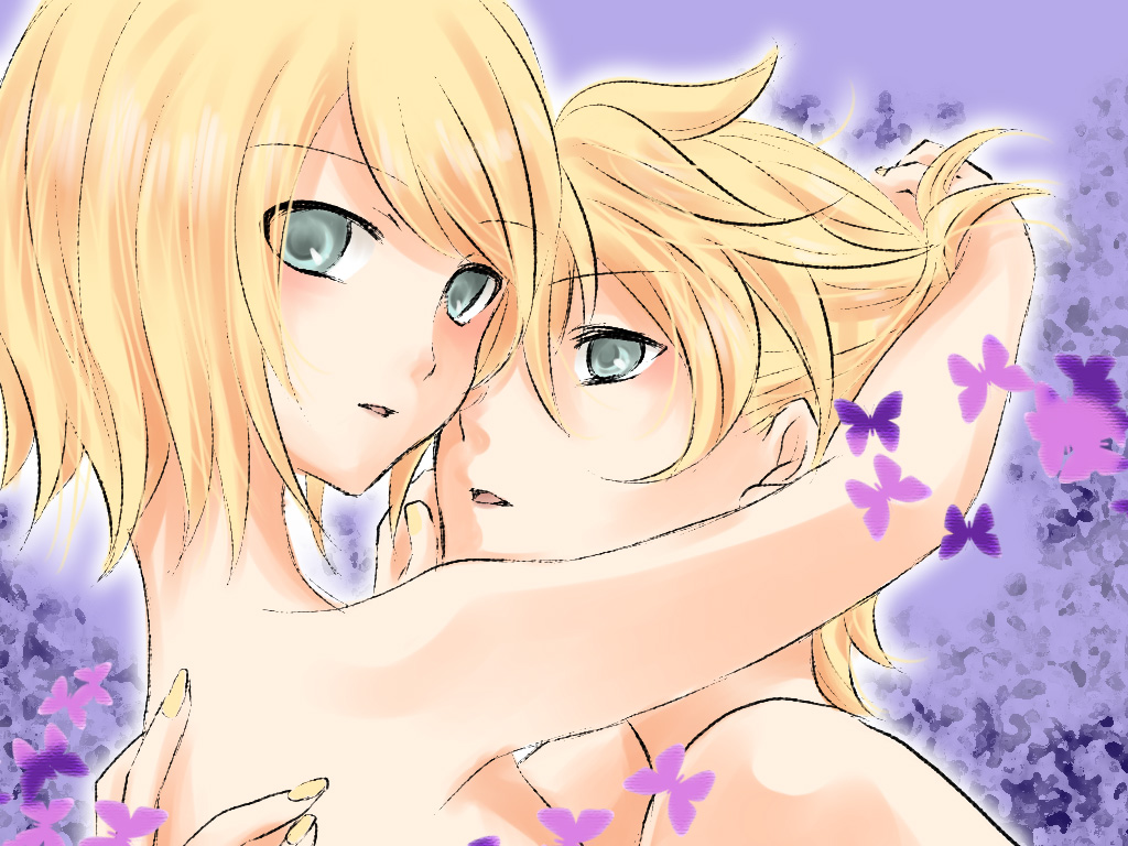 blonde_hair brother_and_sister butterfly incest kagamine_len kagamine_rin short_hair siblings twincest twins vocaloid yayoi_(egoistic_realism) yayoi_(pixiv182527)