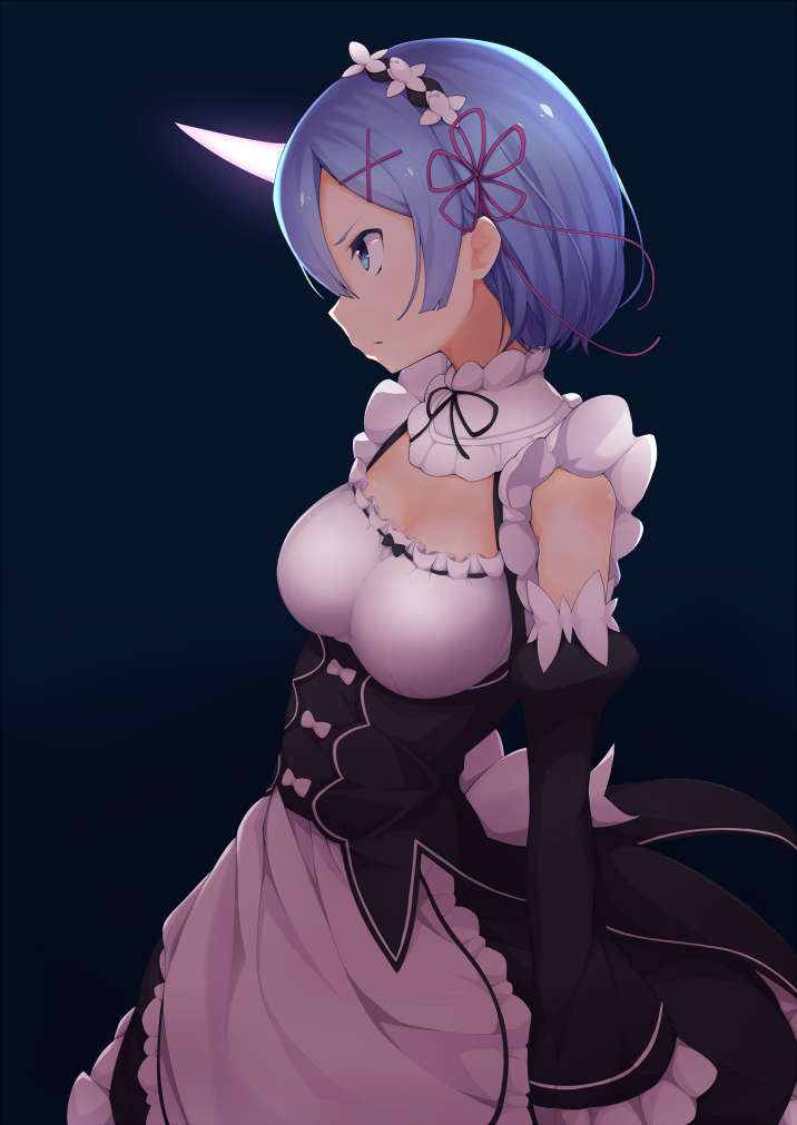 blue_eyes blue_hair horns re:zero_kara_hajimeru_isekai_seikatsu rem_(re:zero) short_hair