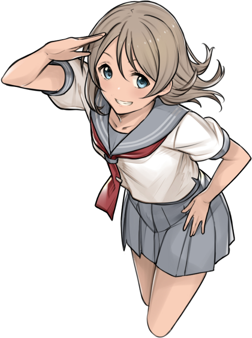 blue_eyes blush grey_hair love_live!_sunshine!! seifuku short_hair smile watanabe_you