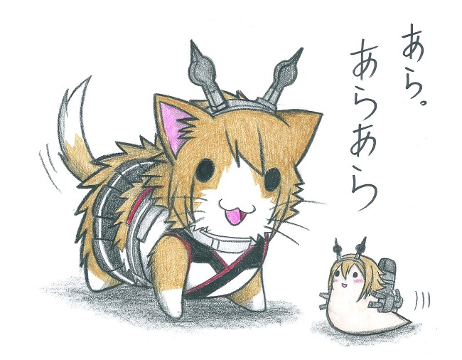 animal_ears cat cat_ears cat_tail dainamitee kantai_collection mutsu_(kantai_collection) mutsu_(snail) tail