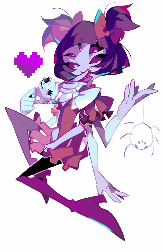 1girl amks_krg cup heart muffet solo spider teacup undertale