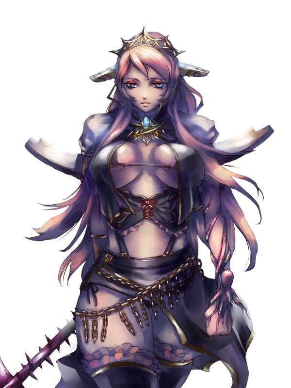 breasts chain chains cleavage_cutout club crown frills garter_belt headset homex large_breasts long_hair megurine_luka panties pink_hair robot_ears side_slit solo spikes thigh-highs thighhighs thong underwear vocaloid weapon