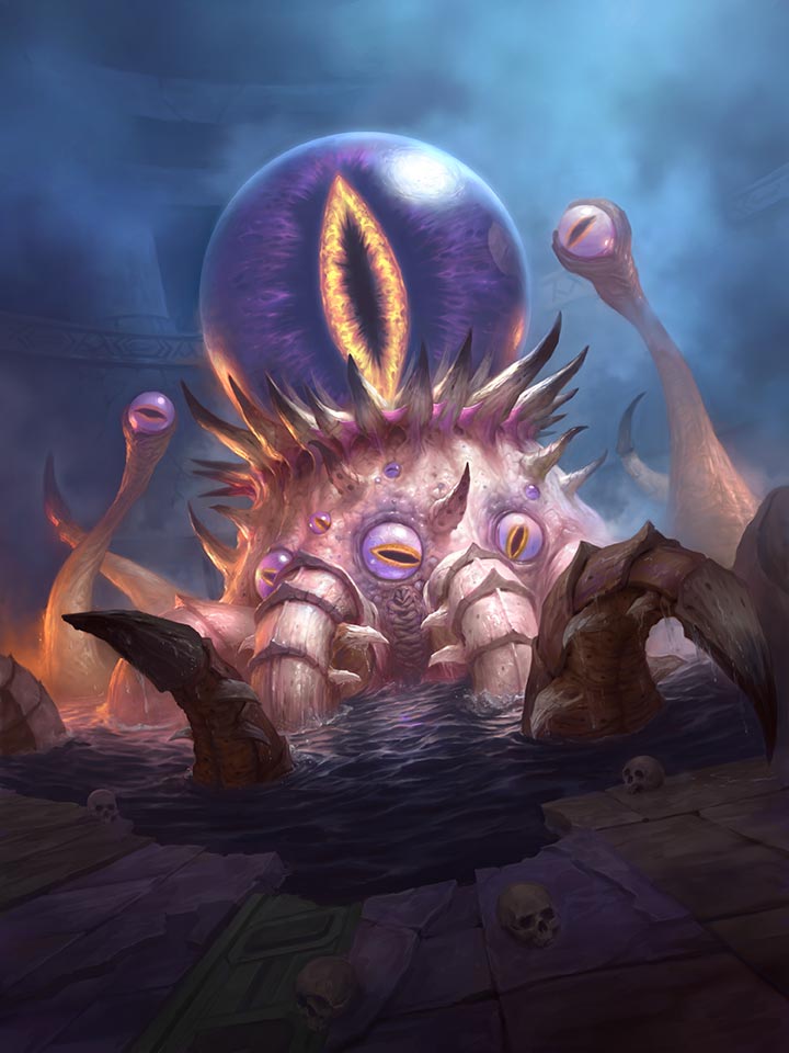 c'thun claws eldritch_abomination fog hearthstone james_ryman official_art partially_submerged single_eye skull slit_pupils tentacles warcraft world_of_warcraft