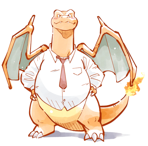 charizard claws dress_shirt fangs garou-zuki hands_on_hips necktie no_humans pokemon shirt simple_background solo tail white_background wings